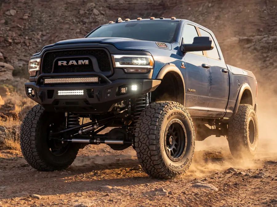 Ram HD, kicking up dust